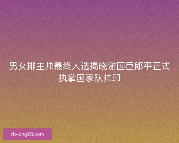 男女排主帅最终人选揭晓谢国臣郎平正式执掌国家队帅印