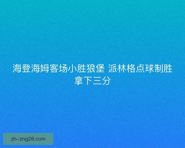 海登海姆客场小胜狼堡 派林格点球制胜拿下三分 海登海姆客场小胜狼堡 派林格点球制胜拿下三分